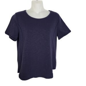 Talbots Womens T Shirt Petite Small Blue Short Sleeve Crew Neck Modal Stretch